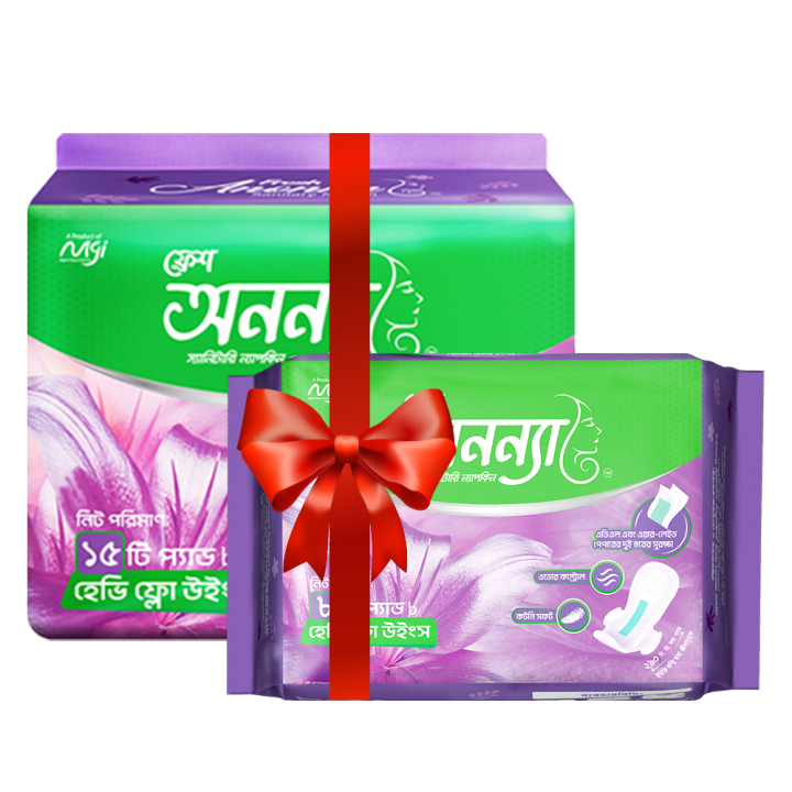 Anonna Sanitary Napkin 290 Wings Heavy Flow15 Pads (Buy 15 Pads get 8 Pads Free)